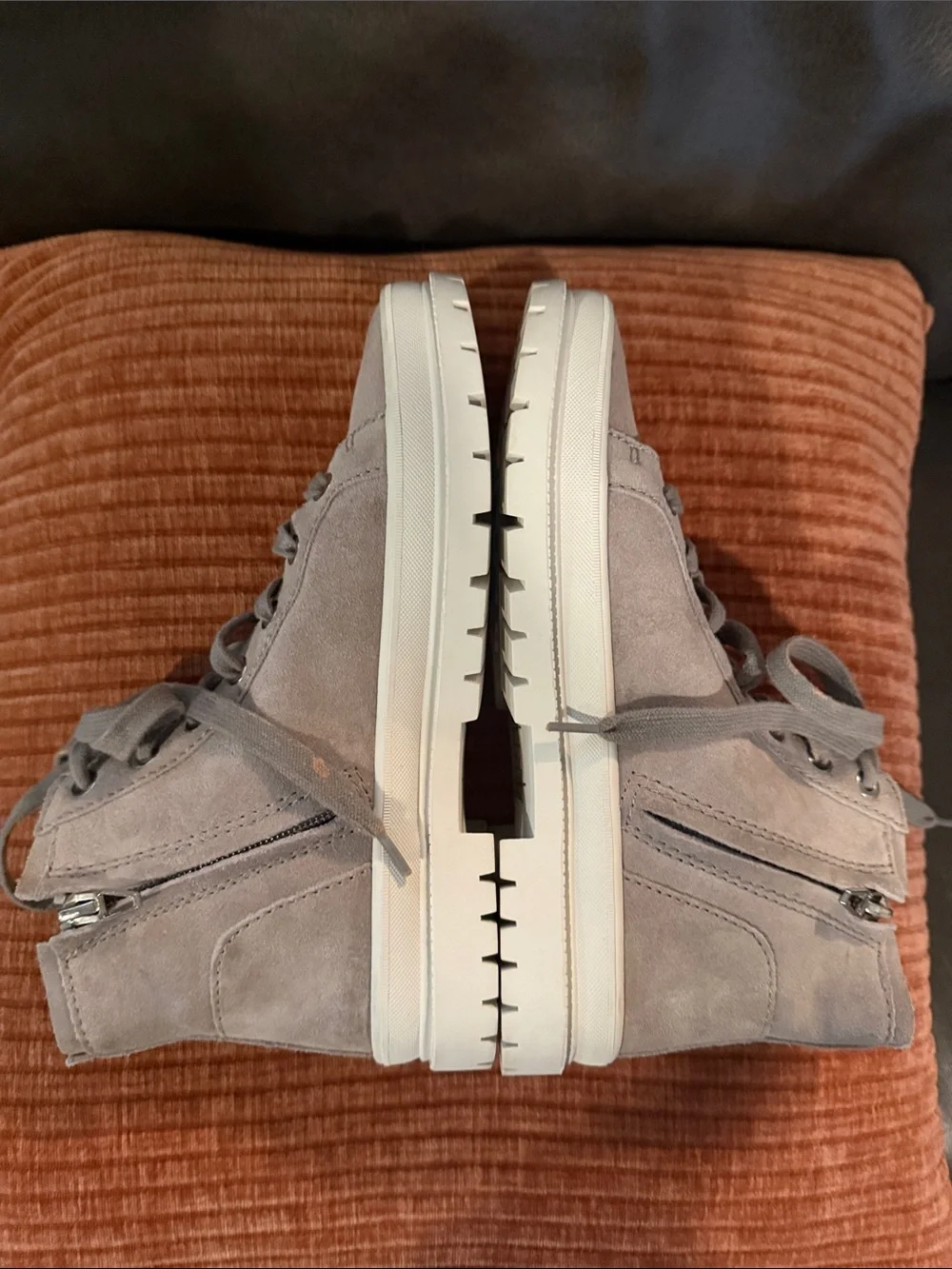 Dolce Vita Gray Suede Platform Lace-Up Sneakers with Side Zippers